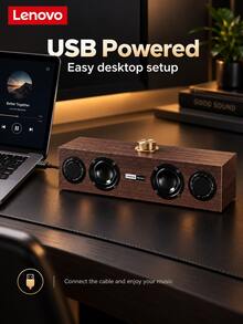 Speaker Desktop Lenovo C02, Koneksi Bluetooth & USB, Speaker Komputer Stereo Bertenaga USB dengan Kontrol Tombol untuk PC, Laptop, TV, dan Perangkat Seluler - C02-USB+nirkabel - View 8