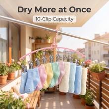 1pc 10-Clip Rotating Drying Rack With 360° Swivel Hook And Non-Slip Clips - Ideal For Socks, Underwear, And Delicates - Rust-Resistant Metal Construction - Multicolor - View 11