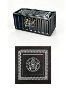 Tarot Card Storage Box With Divination Cloth Set, Comes With Caro Brand Tablecloth, Mystical Tarot Deck Organizer Case, Protective Card Holder With Spiritual Altar Reading Mat, Perfect For Tarot Readers, Halloween, Christmas Gifts - Multicolor - View 9