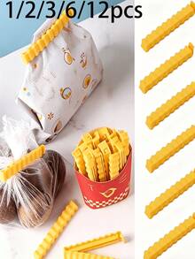 1/12/24pcs French Fries Shaped Food Sealing Clips, Creative Wavy Fries Design, Suitable For Bag Sealing, Kitchen Storage, Combining Aesthetics And Practicality Kitchen Gadget - Multicolor - View 13