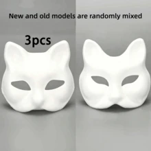 1/3/6pcs Therian Mask DIY Blank White Cat Fox Animal Half Face Mask For Halloween Costume Party Cosplay - DIY Mask - View 19