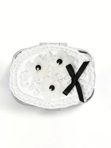 The White Lace Three-Dimensional Flower Bow Portable Storage Box Can Be Used As A Portable Medicine Box, Jewelry Storage Box, And Portable Makeup Mirror Box. It Is The Perfect Choice For Valentine's Day, Birthdays, And Holiday Gifts - Multicolor - View 13
