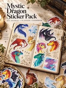 60PCS Dragon Aesthetic Stickers Collection, Colorful Fantasy Dragon Decals, Unique Artwork Stickers For Notebook, Tablet, Phone Case, Scrapbook Decoration, DIY Creative Supplies, Holiday Gift - Multicolor - View 5