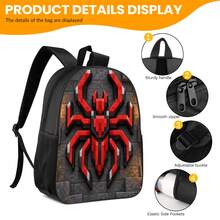 3pcs Backpack Set With 2D Flat Print Block Style Red Spider Graphic, 3-In-1 Bag Set For Commuting Travel And Daily Outdoor Activities - Backpack Set - View 4