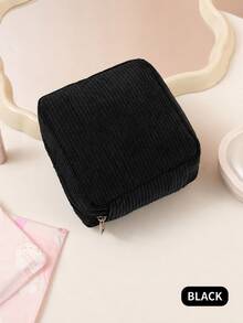 1pc Corduroy Sanitary Napkin Storage Bag, Multi-Functional Portable Storage Pouch, Makeup Bag & Lip Balm Organizer, Large Capacity For Sanitary Pads, Cash And Cosmetics, Women's Essential, Travel Convenient - Multicolor - View 9