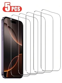 5片裝強化玻璃螢幕保護貼，適用於 iPhone 18 Pro Max 18 Pro 17/17 Pro/17 Pro Max/17 Air/16/16 Plus/16 Pro/16 Pro Max/15/14/13/12/11 Pro Max/X/XS/XR/Mini/7/8/14 Plus，這款玻璃材質手機螢幕保護貼是送給家人和朋友的理想禮物，也是手機螢幕保護貼和手機配件的完美選擇 - 無色 - 查看 10