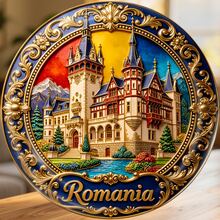 Romania Fairy-Tale Castle And Rococo Whispers Under A Painted Sky Magnet Where Legends Rest In Timeless Walls Keepsake For All Metal Surfaces Throughout The Home - A - View 6
