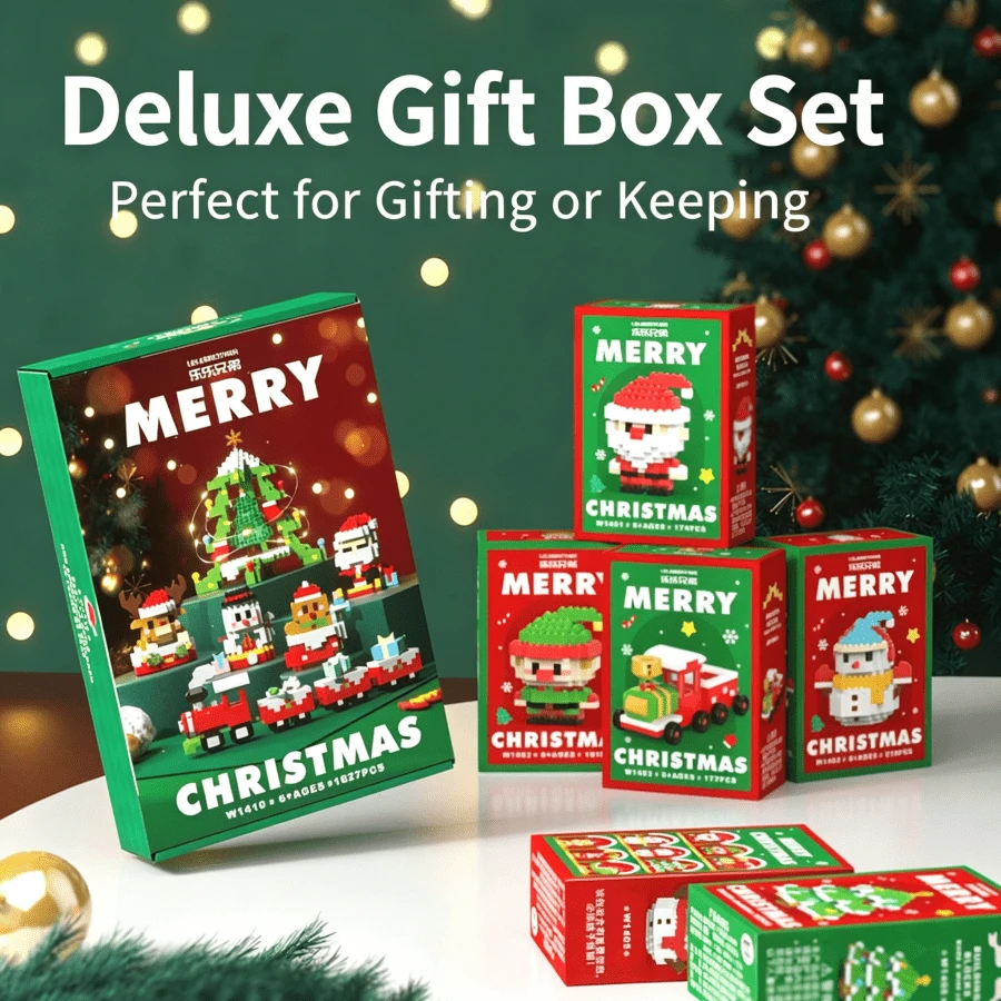 1pc Xmas Limited Edition Building Blocks Set, Festive DIY Assembly Brick Kit, Christmas Tree Santa Snowman Reindeer Model, Collectible Desktop Ornament For Holiday Gift