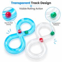Interactive Cat Toy Figure 8 Track With Rolling Balls, Indoor Kitten Play Toy, Transparent PP Puzzle Ball Track For Cats, Boredom Relief Pet Activity Toy - Multicolor - View 7