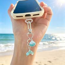1pc Cute Mermaid Tail Keychain, Pastel Shell Heart Bag Charm, Ocean Style Handbag Pendant, Suitable For Women's Backpack Decoration Accessory - Quantity - View 4