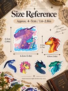 60PCS Dragon Aesthetic Stickers Collection, Colorful Fantasy Dragon Decals, Unique Artwork Stickers For Notebook, Tablet, Phone Case, Scrapbook Decoration, DIY Creative Supplies, Holiday Gift - Multicolor - View 8