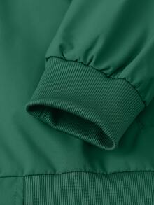 Men's American Vintage Hooded Jacket, Street Sports Casual Commute Versatile Style, New York/Brooklyn Print Design On Front And Back, Smooth Zipper Closure, Elastic Cuffs And Hem - Green - View 3