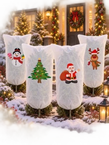 1 buah - Penutup Pelindung Embun Beku Tanaman Natal, Tas Jaket Musim Dingin Tanaman Non-Woven yang Dapat Digunakan Kembali dengan Tali Serut, Motif Rusa, Pohon, Manusia Salju, Santa, Tas Pelindung Tanaman untuk Pot Taman Luar Ruangan, Tersedia 4 Gaya - Penutup antibeku tanaman - View 1