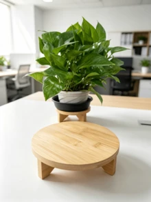 1件裝竹製植物架 多場景植物展示架 桌面窗台花架 客廳陽台居家裝飾層架 不含花盆 - 黃色(桌面圓形植物架) - 查看 7