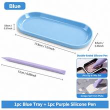 2pcs Nail Art Tool Storage Set, Oval Nail Art Storage Tray + Dual-Head Silicone Brush, Portable Lightweight Nail Artist Desktop Storage Box, Suitable For Gel Mixing, Nail Brushes, Nail Files, Tweezers, Nail Salon And Home Use - Multicolor - View 10