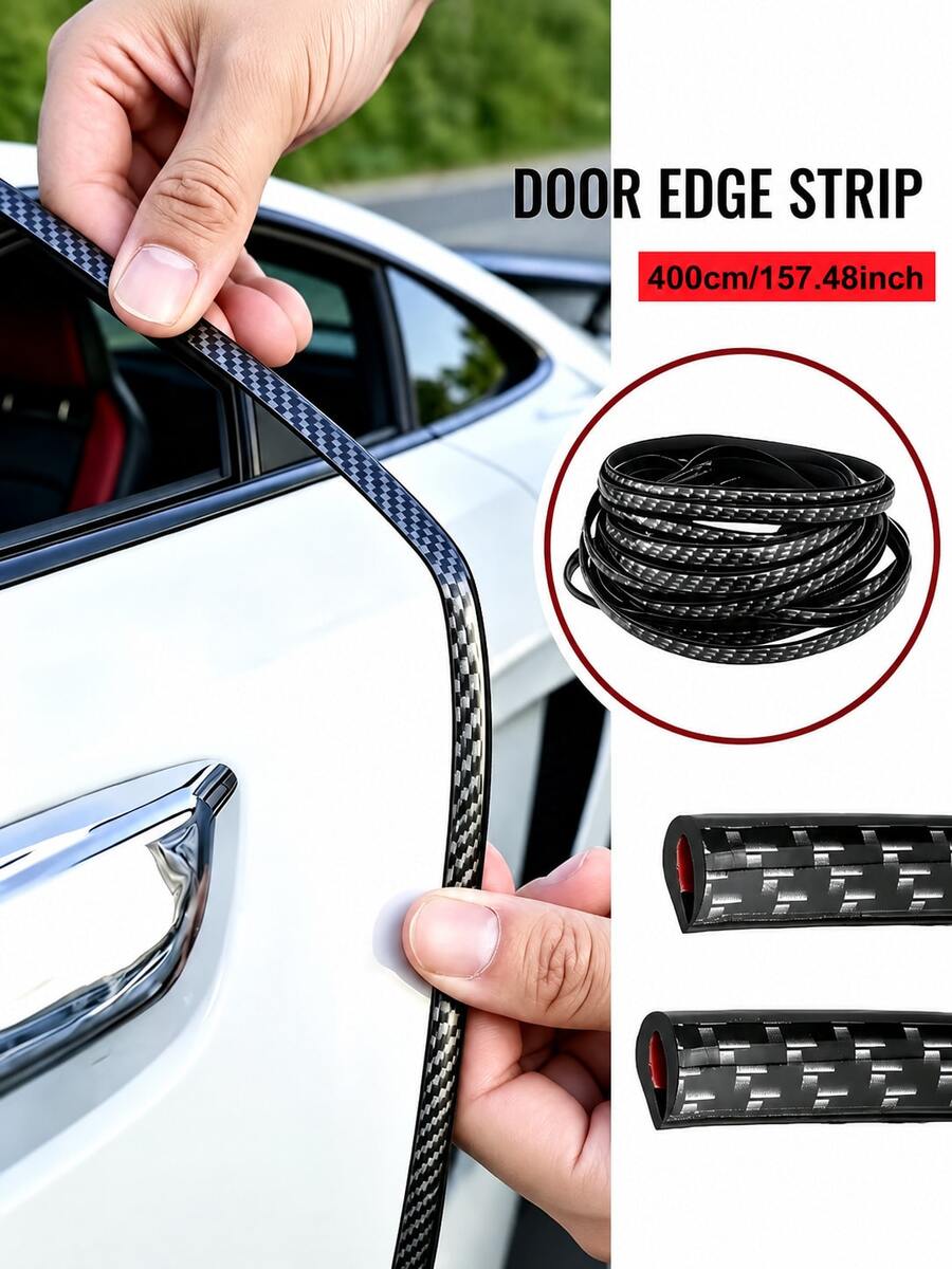 400cm/157.48in Car Door Anti-Collision Buffer Strip, Rubber Edge Guard, Dual Function Of Sealing And Decoration, Enhancing Vehicle Safety - A - View 1