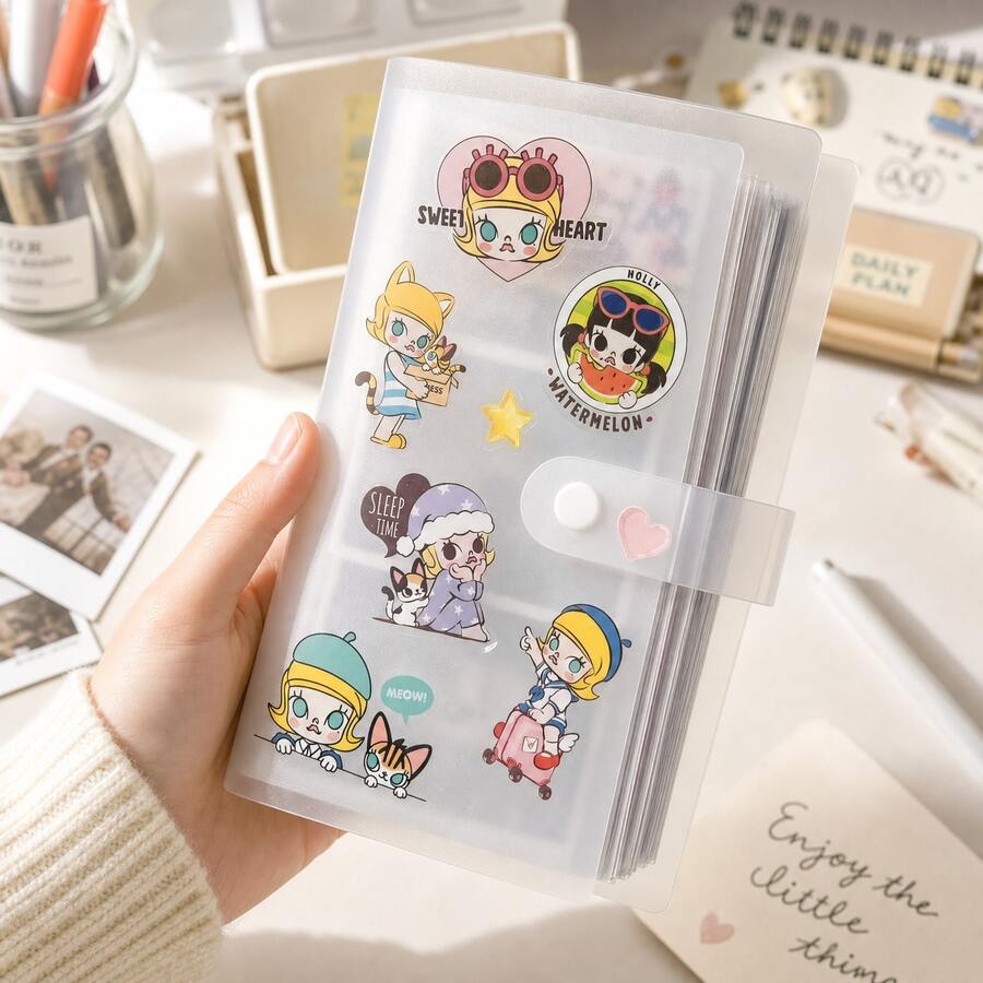 3-Inch Mini Album, Transparent Frosted Cover Photo Storage Book, 84 Pocket Album, Cute Sticker DIY Decoration Album, Portable Travel Memory Album, Couple Gift, Suitable For Storing Travel Souvenirs, Tickets, Postcards And Records - A - View 1