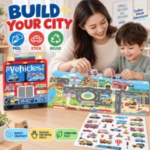Vehicle Sticker Book With 35 Reusable Washable Jelly Stickers, Transportation Theme For Kids Ages 3+, Suitable For Glass And Windows - Multicolor - View 5