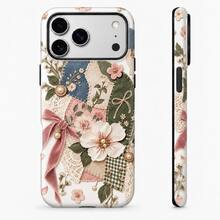 Casing Ponsel Bertekstur Pola Usang, Film Fashion & Pelindung Tebal Mengkilap Transparan 2-in-1, Kompatibel dengan iPhone 12 13 14 15 16 17 18-FL-2LH - Berwarna merah muda - View 7