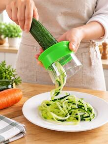 Manual Vegetable Spiral Slicer, Handheld Vegetable Shredder With Collection Container, Convenient Kitchen Prep Tool For Zucchini, Carrot, Cucumber, Salad, Vegetable Noodles, Home Cooking Kitchen Accessory - Green - View 10