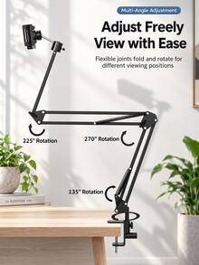 Adjustable Tablet Stand, Arm Mount, Long Arm Desk Clamp Tablet Holder, 360° Rotating Flexible Tablet Stand, Suitable For Bed, Sofa, Office, Foldable Metal Arm Holder, Compatible With IPad Pro Air Mini Tablets, Hands-Free Reading, Gaming, Work Accessory - View 8