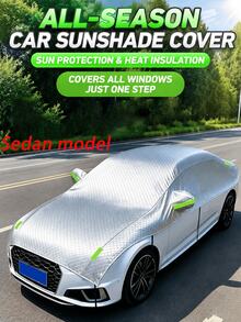 1pc Car Half Body Cover, Front Windshield Sun Shade, Universal All-Season, Sun Protection & Heat Insulation, Full Window Coverage, Reflective Aluminum Film UV Protection, Easy To Install And Remove - A - View 6