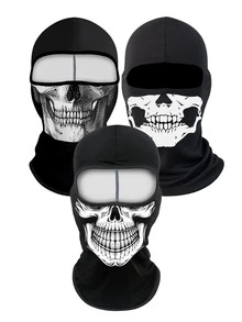 3pcs/2pcs/1pc Balaclava Skull Print Cycling Face Mask Motorcycle Ski Mask Suitable For Halloween Costume Party And Outdoor Sports - Black - View 6