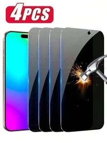 4片裝 Apple 全螢幕隱私螢幕保護貼，觸控靈敏、防碎、防指紋、防氣泡、防刮、高清晰透明，相容 iPhone 18 Pro Max 18 Pro 16 Pro Max 6.7/17/17 Pro/17 Pro Max/17 Air 6.7 吋，隱私鋼化玻璃螢幕保護貼－隱私、防刮、易安裝、防震且相容 Face ID - 黑色 - 查看 8