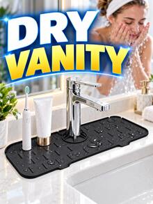 Faucet Splash Guard Drain Mat Pad Thick Sink Absorbent Drip Mat Dish Soap Sponge Holder Drip Catcher Drying Tray Mat Household House Home Decor Apartment Dorm Laundry Washroom Toilet Coffee Bar Gadgets Kitchen Utensils Bathroom Essential Accessories - A - View 7