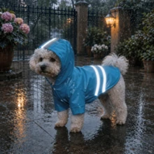 1pc Lightweight Waterproof Pet Raincoat With Reflective Strip And Leash Hole Hooded Dog Rain Poncho, Portable Foldable Rain Jacket For Medium And Small Dogs Daily Outdoor Use In Rainy Weather - Multicolor - View 9