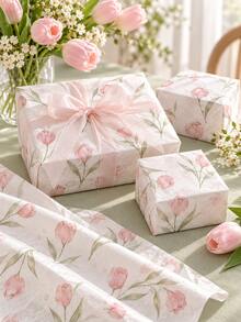 5/20/30/50 Sheets Tulip Pattern Spring Tissue Paper, Floral Gift Wrapping Paper And Bag Filler, Suitable For Wedding Birthday Party DIY Handmade Gift Decoration - Multicolor - View 5