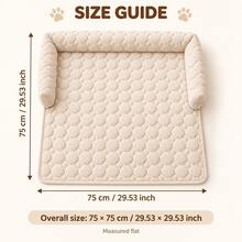 Cozy Winter Pet Sofa Mat, Soft Ribbed Quilted Couch Cover With Three-Sided Cushioned Bolsters, Cream, 75 * 75 Cm - Multicolor - View 2