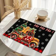 1pc/4pcs/6pcs/8pcs, Christmas, Car Gingerbread Man, Christmas Tree Pattern Suitable For Dining Table, Breakfast Mat, Coffee Bar, All-Season Decoration, Washable Table Mat, Room Decor, Kitchen Dining Table Mat, Indoor/Outdoor Party Decor, Home Decor, Ideal Gift - Multicolor - View 6
