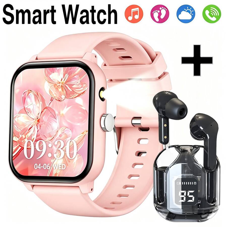 ZhiKexing Smart Sports Watch + Bluetooth Wireless Earbuds Set, 1.83-Inch HD Display, With Flashlight, 260mAh Large Capacity Battery, Bluetooth Calling, Multiple Sports Modes, Sedentary Reminder And Other Functions, Suitable As Gift For Friends And Couples, Compatible With Android And IOS - View 1