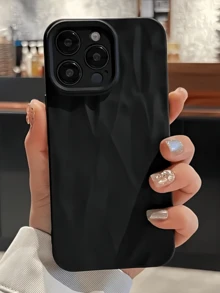 1件裝黑色皺褶極簡純色個性化全包覆TPU防摔手機殼，適用Apple 18 17 16 15 14 13 12 11 Pro Max 保護殼 Air - 黑色 - 查看 4
