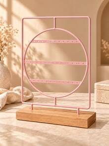Earring Display Stand, Jewelry Display Rack With Wooden Base, Multi Layer Earring Organizer Holder, Metal Jewelry Storage Stand For Earrings Necklace Accessories, Desktop Jewelry Display Showcase For Bedroom Vanity, Boutique Store Counter Decor - Multicolor - View 13