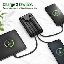 20000mAh Portable Charger With Built-In Cables, USB C Power Bank For Multiple Devices, LED Flashlight Battery Pack For Travel, Camping, Outdoor & Daily Use - Black - View 2