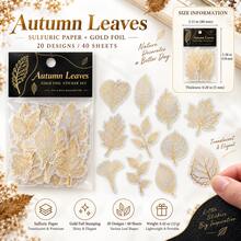 Golden Promise Series Gold Foil Vellum Sticker Pack, INS Style Creative Plant, Floral, Feather Scrapbook Material Stickers, DIY Decorative Stickers - Multicolor - View 3