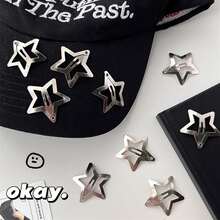 10pcs [Y2K Fashion Essential] Non-Slip Durable Metal Strong Hold Hollow Lightweight Hair Clips, Star-Shaped Hollow Hair Clips, Cute Star-Shaped Hair Clips, Suitable For Women And Girls Daily Hairstyles, Parties, Cosplay And Daily Hairstyle Decoration Accessories, Bathroom Accessories, Hair Clips, Halloween, Travel Essentials, Hair, Christmas - Multiple Styles - View 10