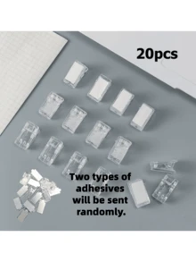 Self-Adhesive Clips, Wall Tapestry Clips, Plastic Adhesive-Backed Clips, Small-Sized Hook Spring Clips, Double-Sided Adhesive Spring Clips, Suitable For Posters, Photo Paper, Banner Hooks, For Home And Office Use, Adhesive Shape Randomly Dispatched - Clear - View 9