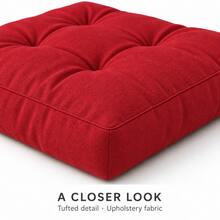 60x60x8 Cm Square Floor Cushion – Thick Upholstered Fabric Seat Pad For Floor, Home & Balcony - Red - View 3