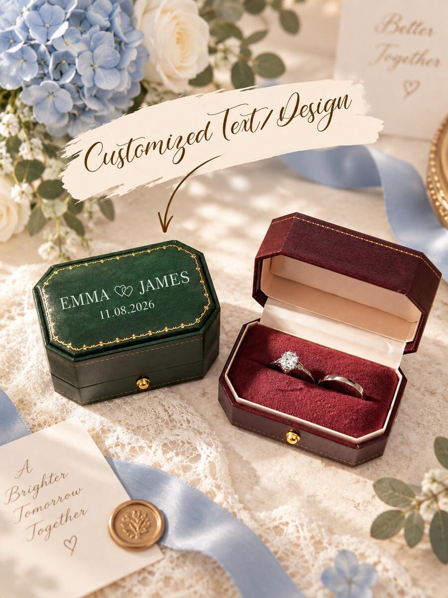 Personalized Wedding Ring Box, Custom Couple Names, Vintage Ring Holder, Custom Initials And Date, Engagement Ring Box, Wedding Gift, Gift For Her - Multicolor - View 1