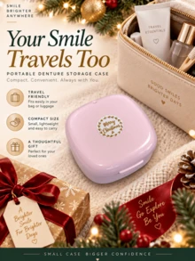 1pc Christmas Denture Care Bath Box, Christmas Gift, Denture Cleaning And Care With Hanging Mesh Container Denture Bath Box - Christmas-themed Denture Storage Box With Drain Basket - View 8