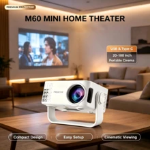 Proyector Mini M60, Soporta Resolución 1080P, WiFi 2.4G, Equipado con Interfaces USB y Tipo-C, Proyector Portátil para el Hogar, Tamaño de Proyección de 20 a 100 Pulgadas - Blanco - Ver 7