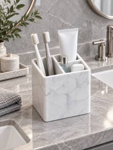 1pc 3-Slot Toothbrush Holder, Bathroom Countertop Storage Rack, Suitable For Electric Toothbrush, Toothpaste And Toiletries, Space-Saving Vanity Organizer, Sink Storage, Cosmetic Organizer, Modern Bathroom Decor, Suitable For Home, Apartment And Dorm - Multicolor - View 6