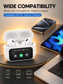 Tai nghe Bluetooth không dây TWS A9 Pro kèm hộp sạc màn hình cảm ứng màu thông minh, âm thanh HiFi Stereo, điều khiển chạm, tích hợp micro, tương thích với Android, iOS, Windows, HarmonyOS - Xem 8
