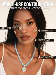 3-Color Contour Stick, Multi-Use, Long-Lasting & Highly Pigmented, Natural Contour, Lightweight & Non-Sticky, Bronzer & Brightening Stick, Cream Texture, Daily Makeup Essential - Multicolor - View 3