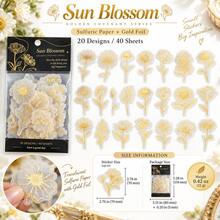 Golden Promise Series Gold Foil Vellum Sticker Pack, INS Style Creative Plant, Floral, Feather Scrapbook Material Stickers, DIY Decorative Stickers - Multicolor - View 2