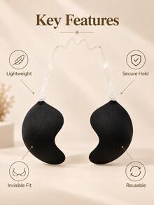 Invisible Push-Up Bra - Strapless Transparent Halter Style, Suitable For Backless Dresses And Wedding Gowns, Recommended To Buy One Size Larger Than Usual - Black - View 6