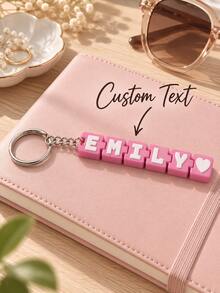 [Custom] 1pc Personalized Custom Name Stress-Relief Push Keycap Keychain, Customizable With English Names And Text - Multicolor - View 9